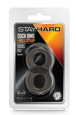 Inel pentru penis Stay Hard cu curea pentru testicule Blush, TPE negru