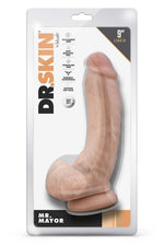 Dildo realist Dr Skin Mr Mayor cu testicule, bej, 23 cm