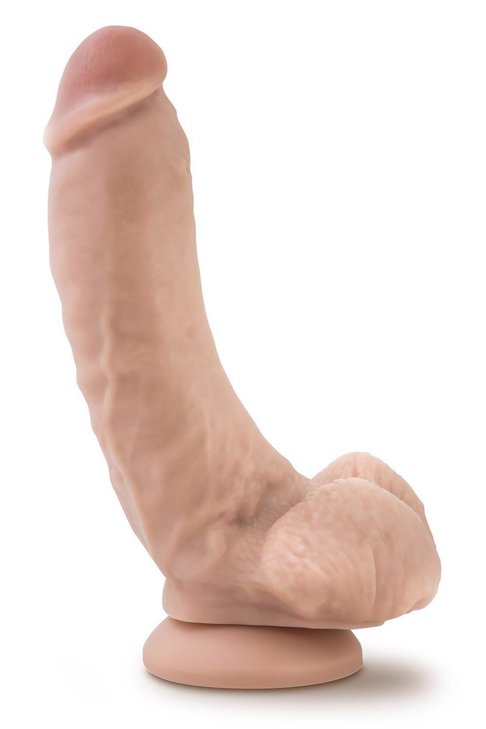 Dildo realist Dr Skin Mr Mayor cu testicule, bej, 23 cm