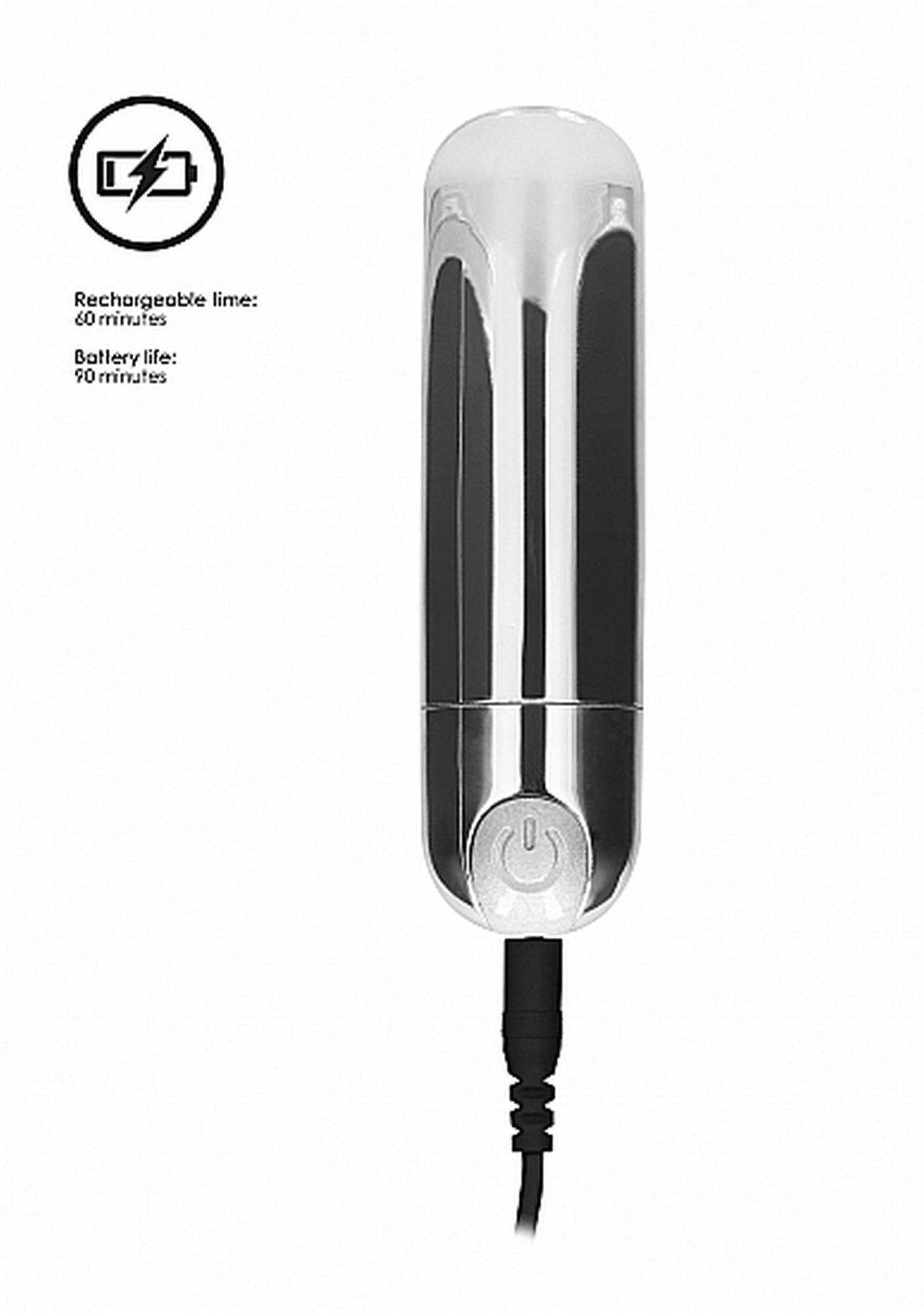 Mini vibrator Bullet cu 10 viteze, USB, argintiu, Be Good Tonight