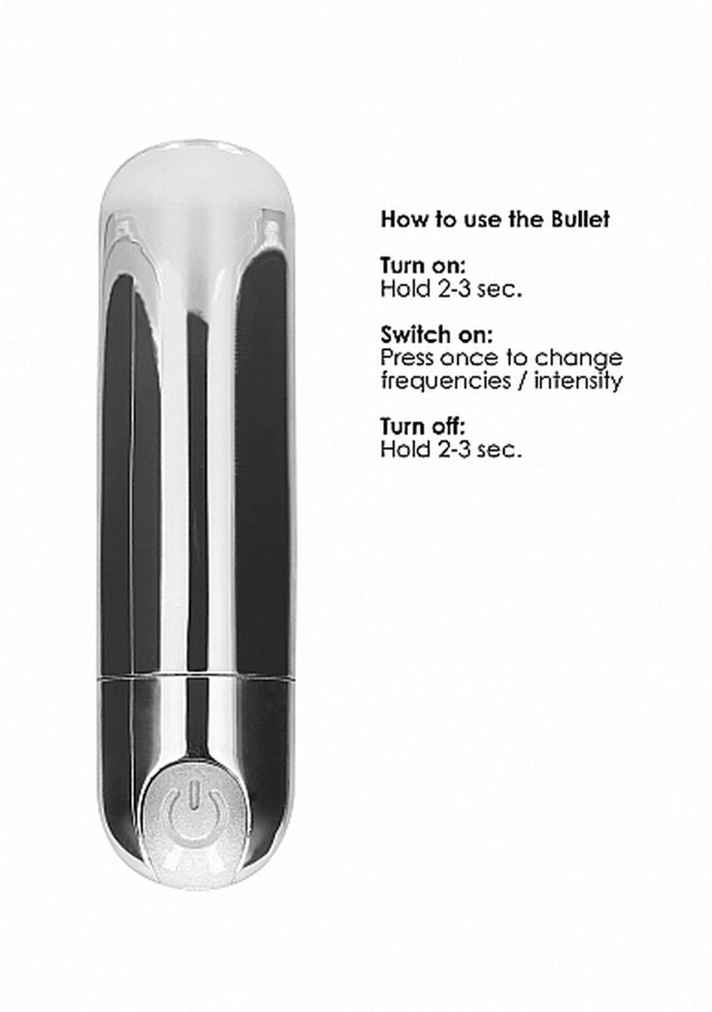 Mini vibrator Bullet cu 10 viteze, USB, argintiu, Be Good Tonight