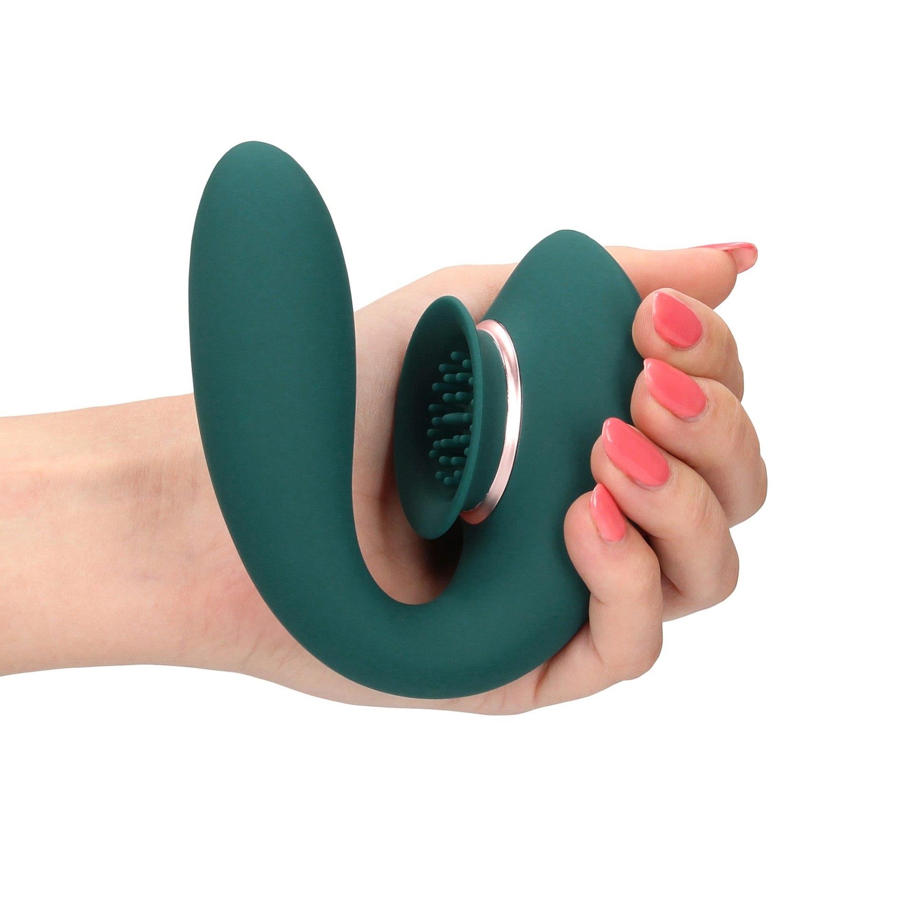 Vibrator cu aspirație USB Innovation Twitch 3 din silicon verde