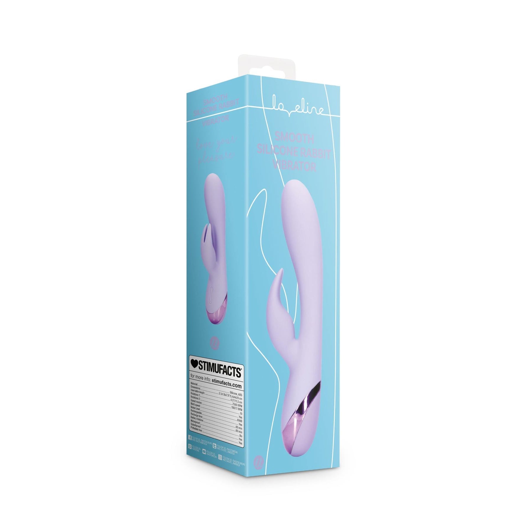 Vibrator Loveline din silicon cu model iepuraș, violet