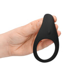 Inel vibrant pentru penis Loveline din silicon, cu vârf, negru
