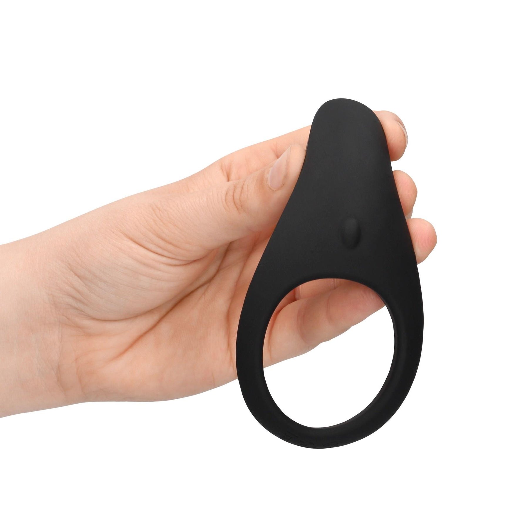 Inel vibrant pentru penis Loveline din silicon, cu vârf, negru