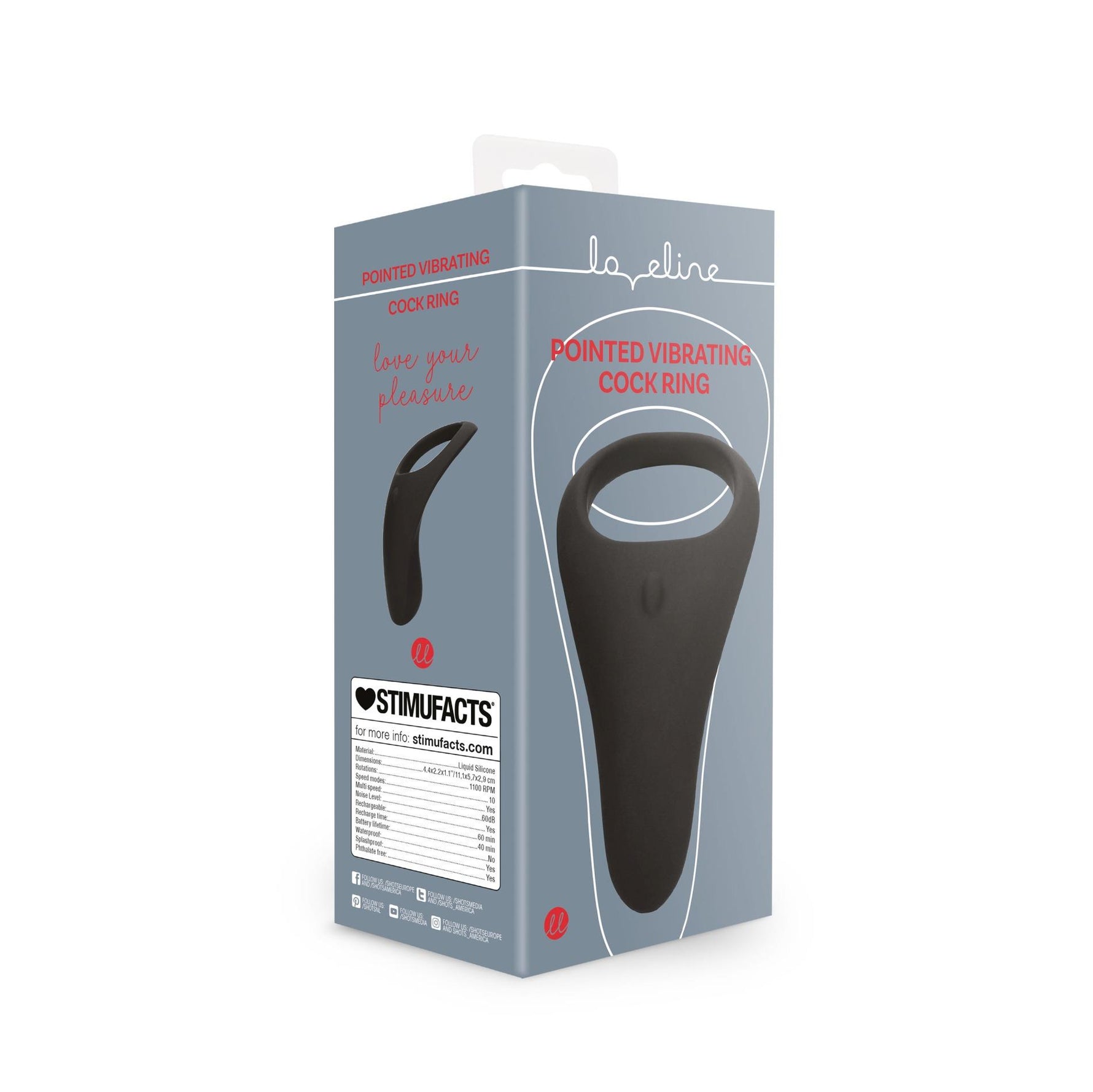 Inel vibrant pentru penis Loveline din silicon, cu vârf, negru
