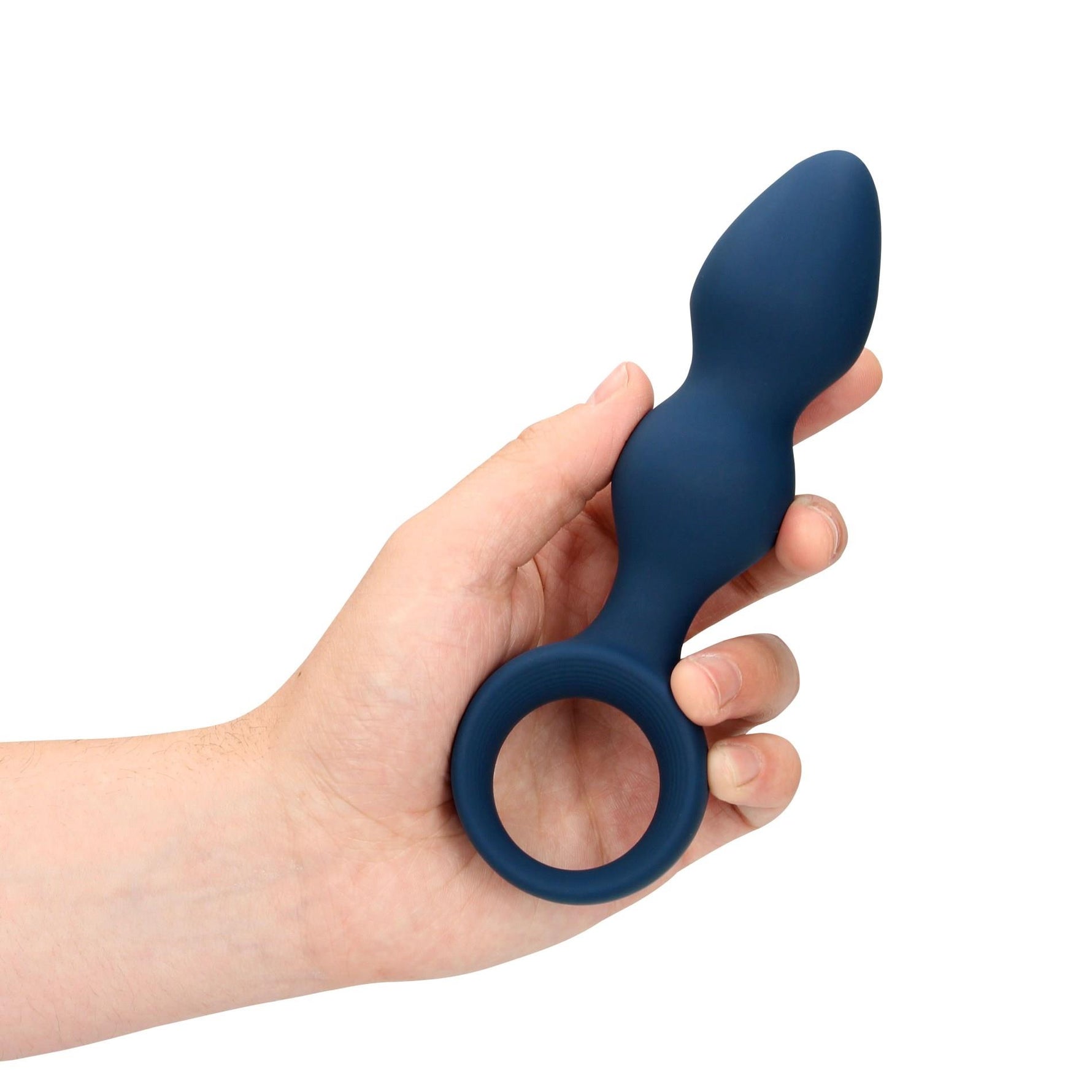 Plug anal tip lacrimă din silicon Loveline, mare, albastru, 12 cm