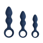 Plug anal tip lacrimă din silicon Loveline, mare, albastru, 12 cm