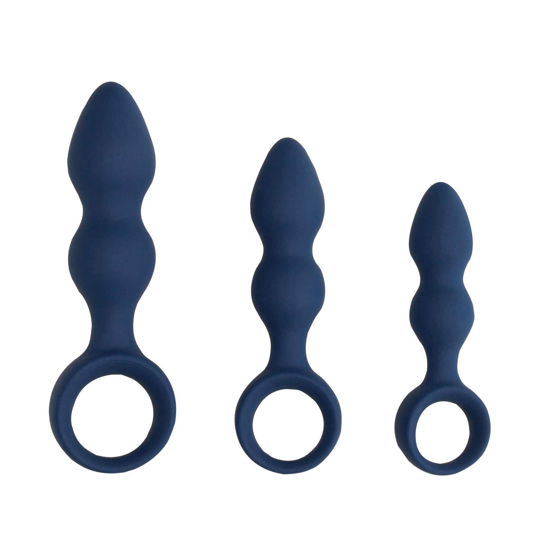 Plug anal tip lacrimă din silicon Loveline, mare, albastru, 12 cm