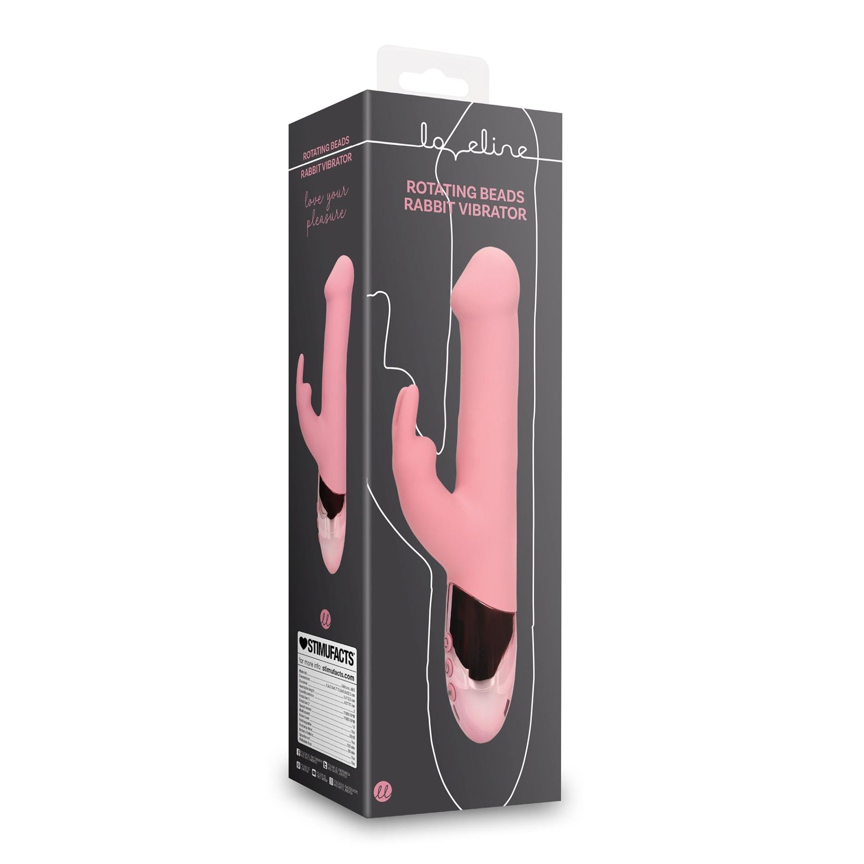 Vibrator Loveline Rabbit cu mărgele rotative, 10 funcții