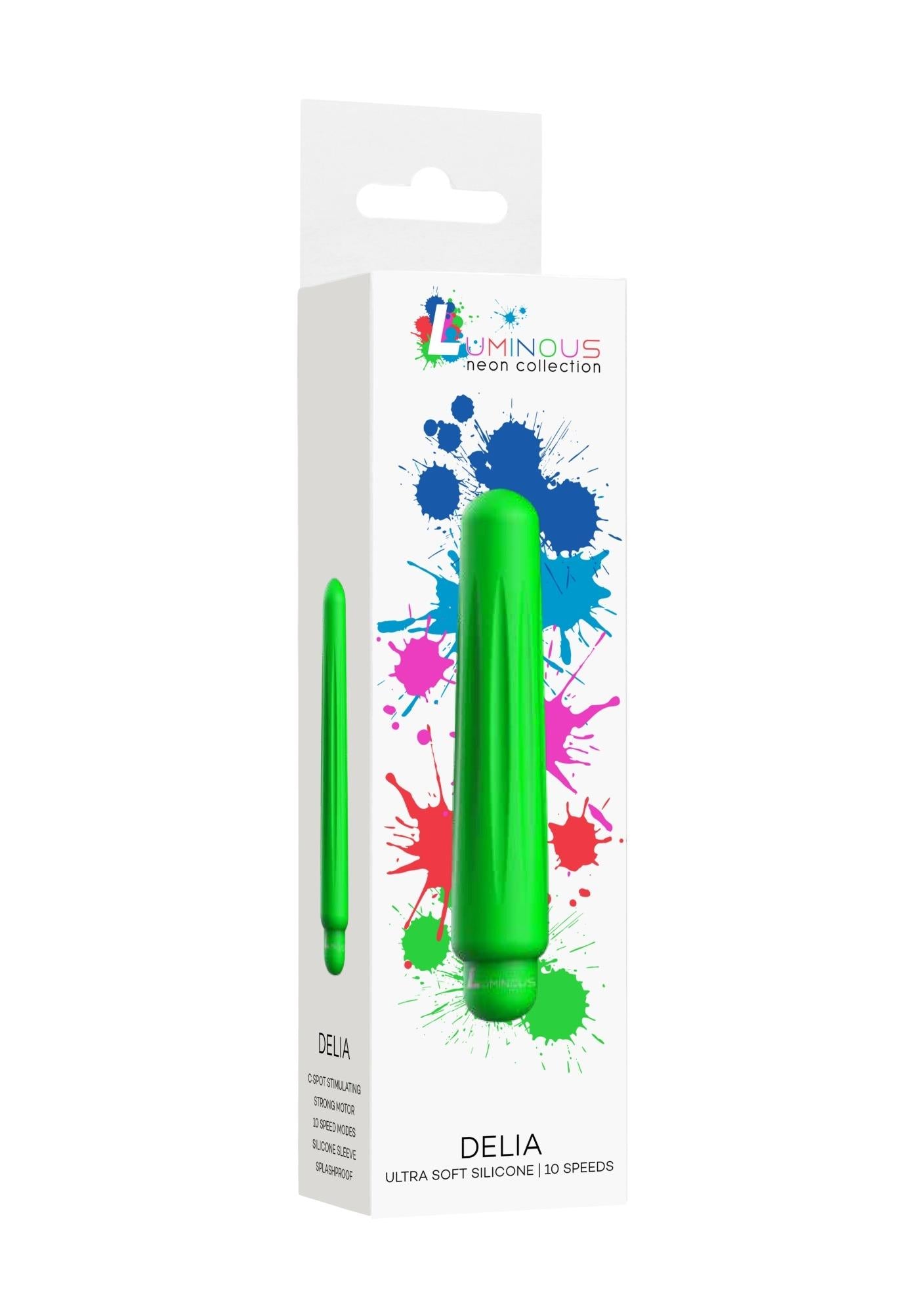 Vibrator luminos verde Bullet cu 10 viteze