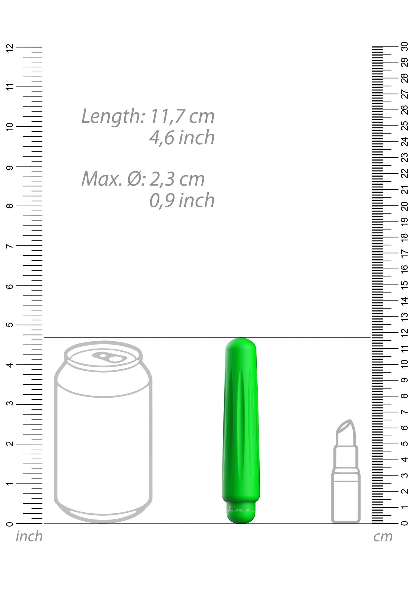 Vibrator luminos verde Bullet cu 10 viteze