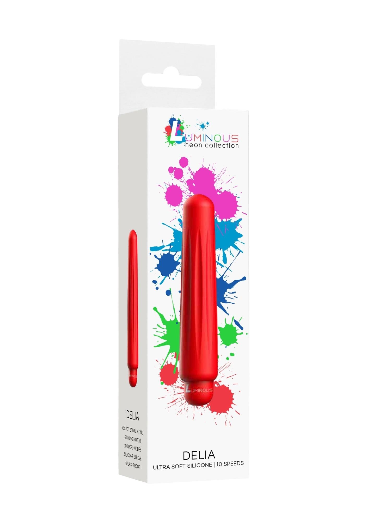 Vibrator Delia Luminous Red Bullet cu 10 viteze