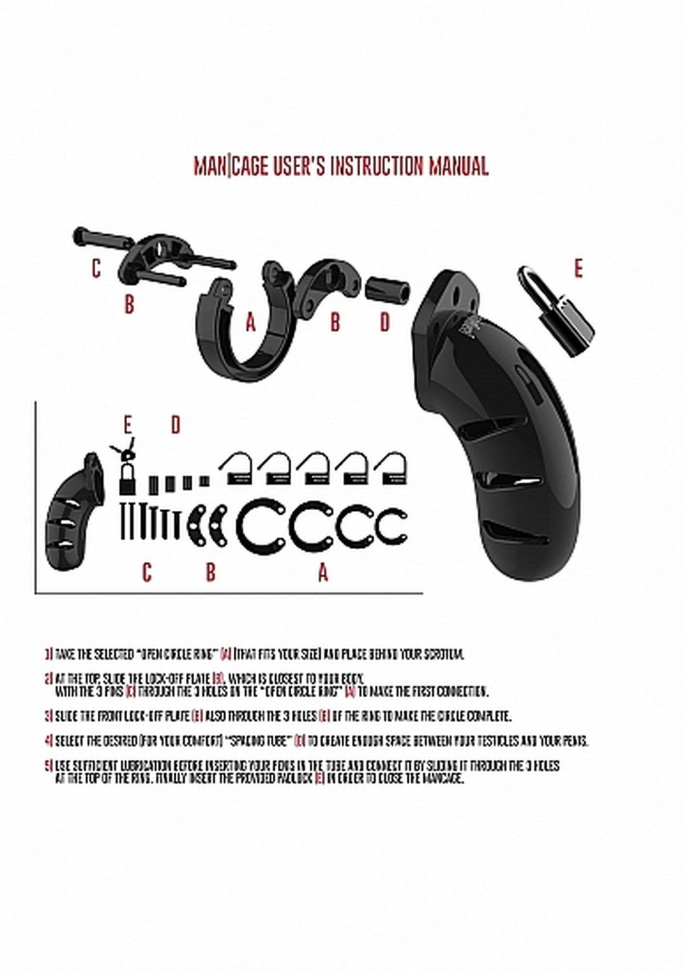 ManCage Model 01 cușcă de erecție neagră de 3,5 cm