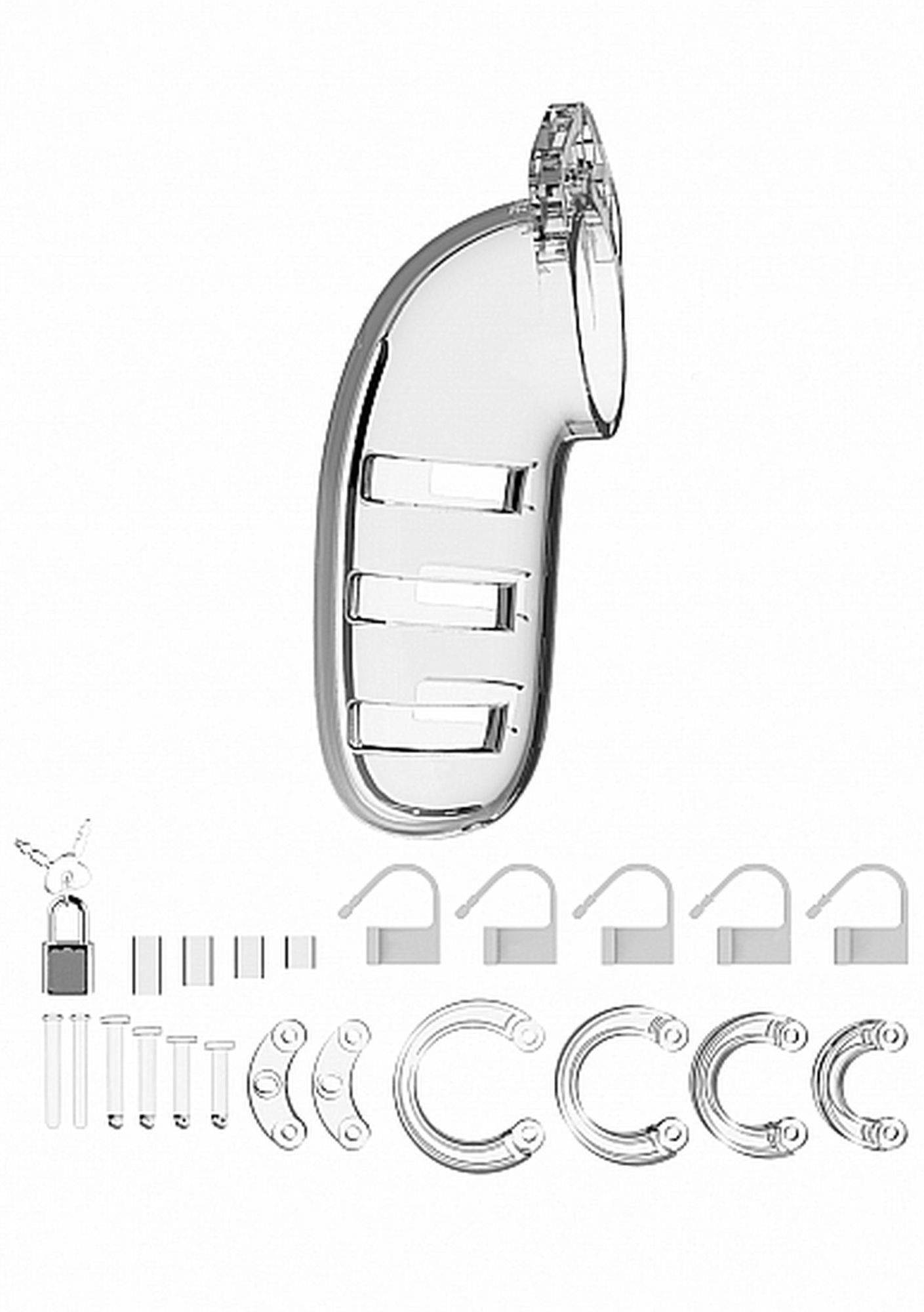 Centură de castitate ManCage Model 06, transparentă, 14 cm, reglabilă