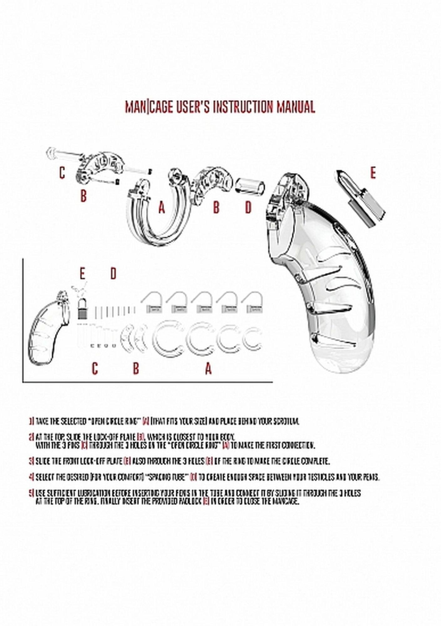 Centură de castitate ManCage Model 06, transparentă, 14 cm, reglabilă