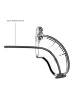 Centură de castitate transparentă ManCage Model 15 cu dilatator uretral de 20 cm