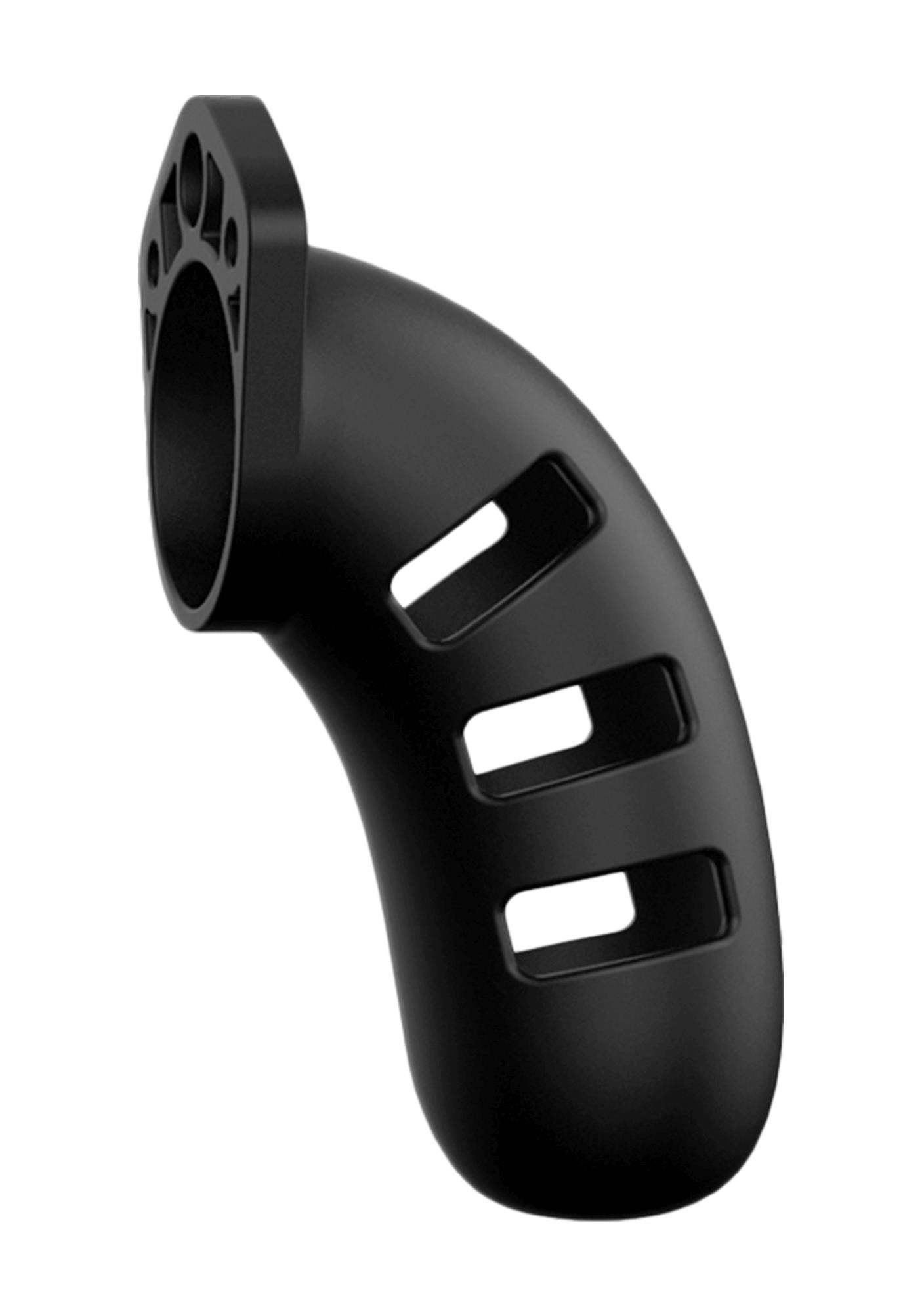 Centură de castitate ManCage Model 21 din silicon, neagră, 11 cm