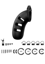 Centură de castitate ManCage Model 21 din silicon, neagră, 11 cm