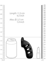 Centură de castitate ManCage Model 21 din silicon, neagră, 11 cm