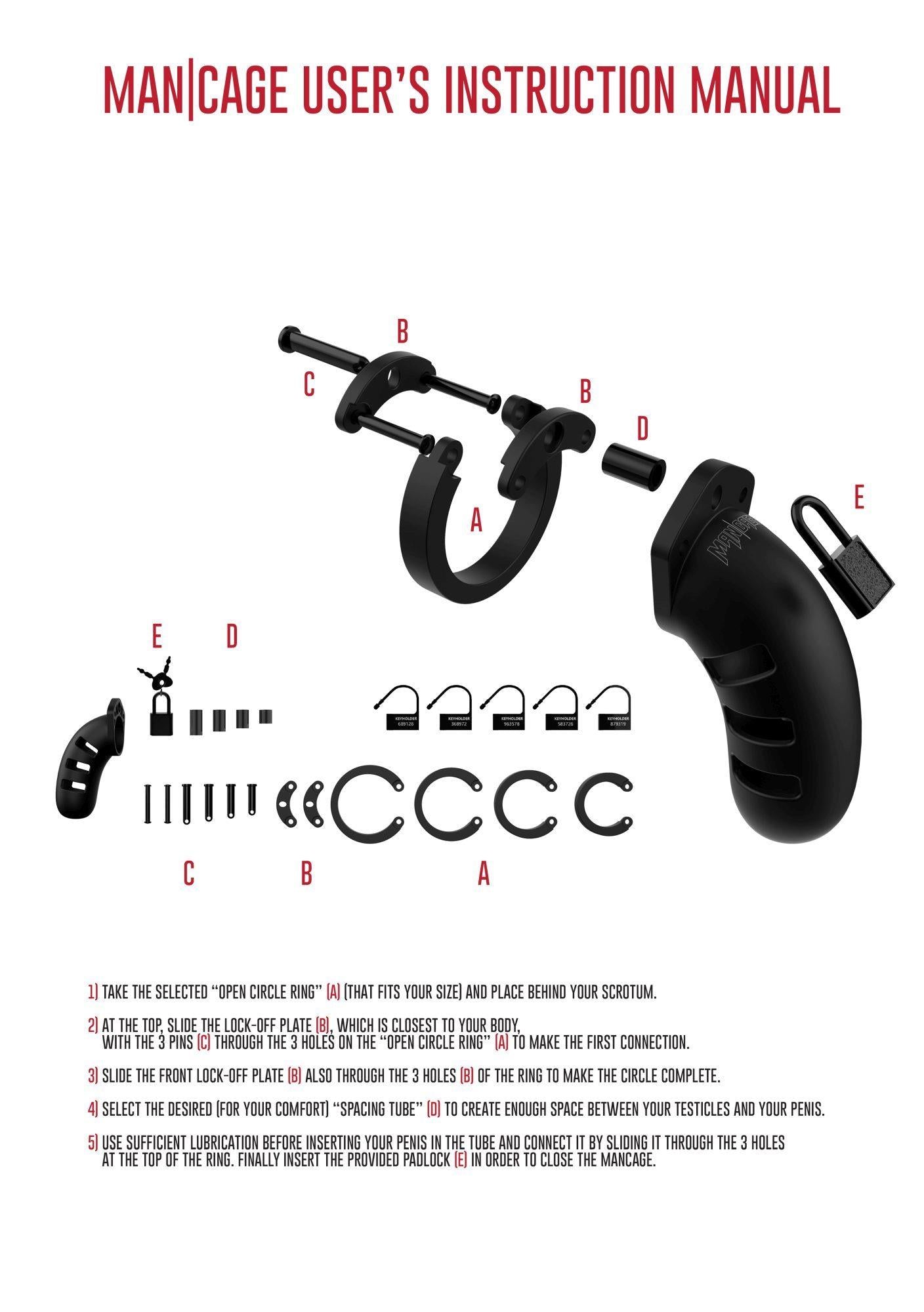Centură de castitate ManCage Model 21 din silicon, neagră, 11 cm