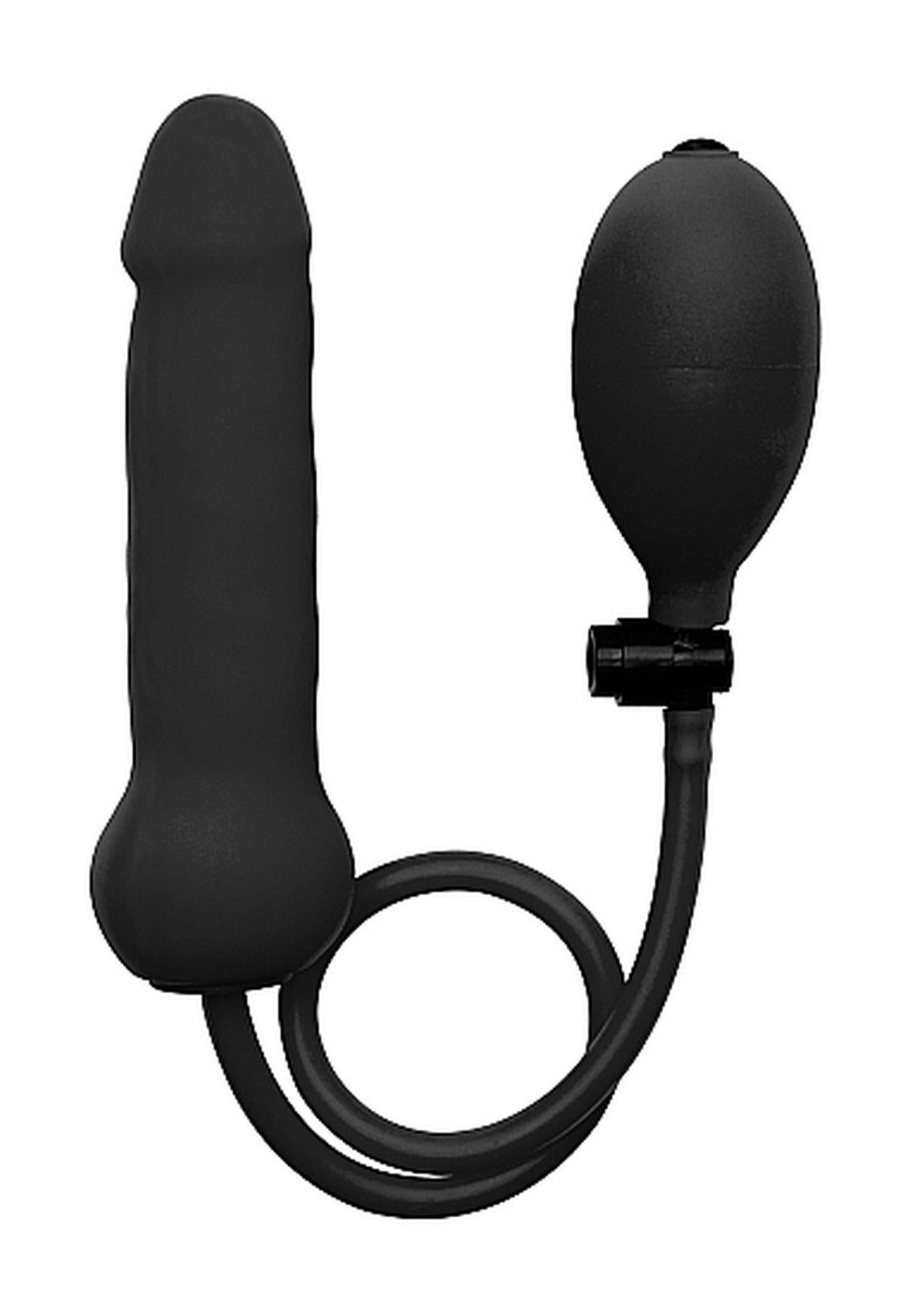 Dildo gonflabil realist din silicon Ouch, negru, 16 cm