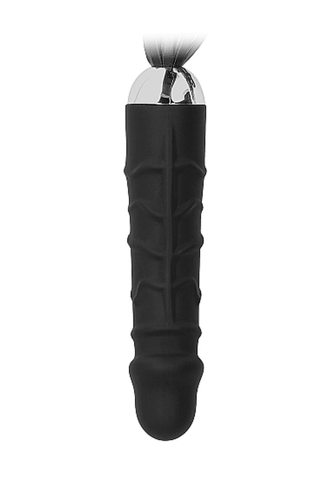 Dildo tip bici din piele și silicon, negru, 30 cm