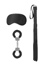 Au! Set de bondage negru cu cătușe din blană