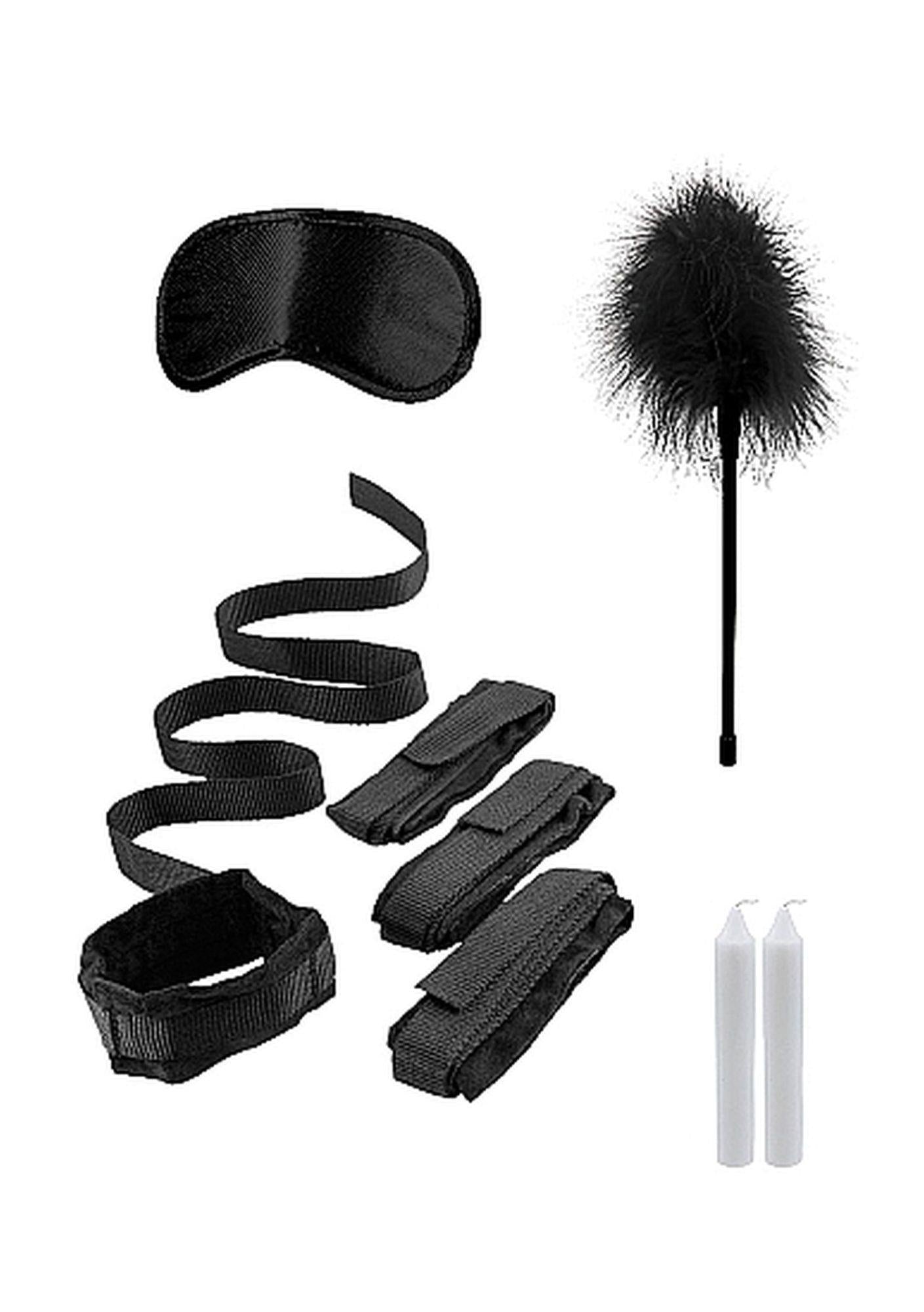 Set de manșete de pat reglabile din catifea, negru