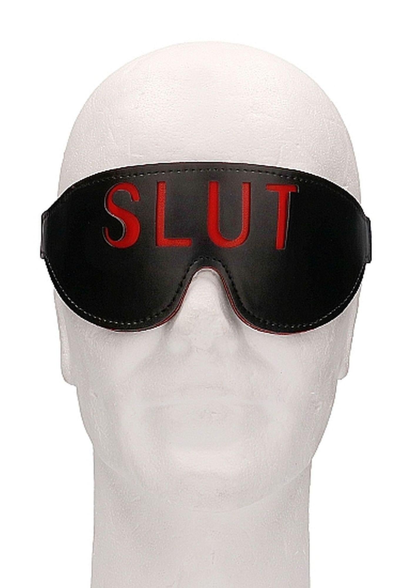 Mască de ochi Ouch SLUT din piele, neagră