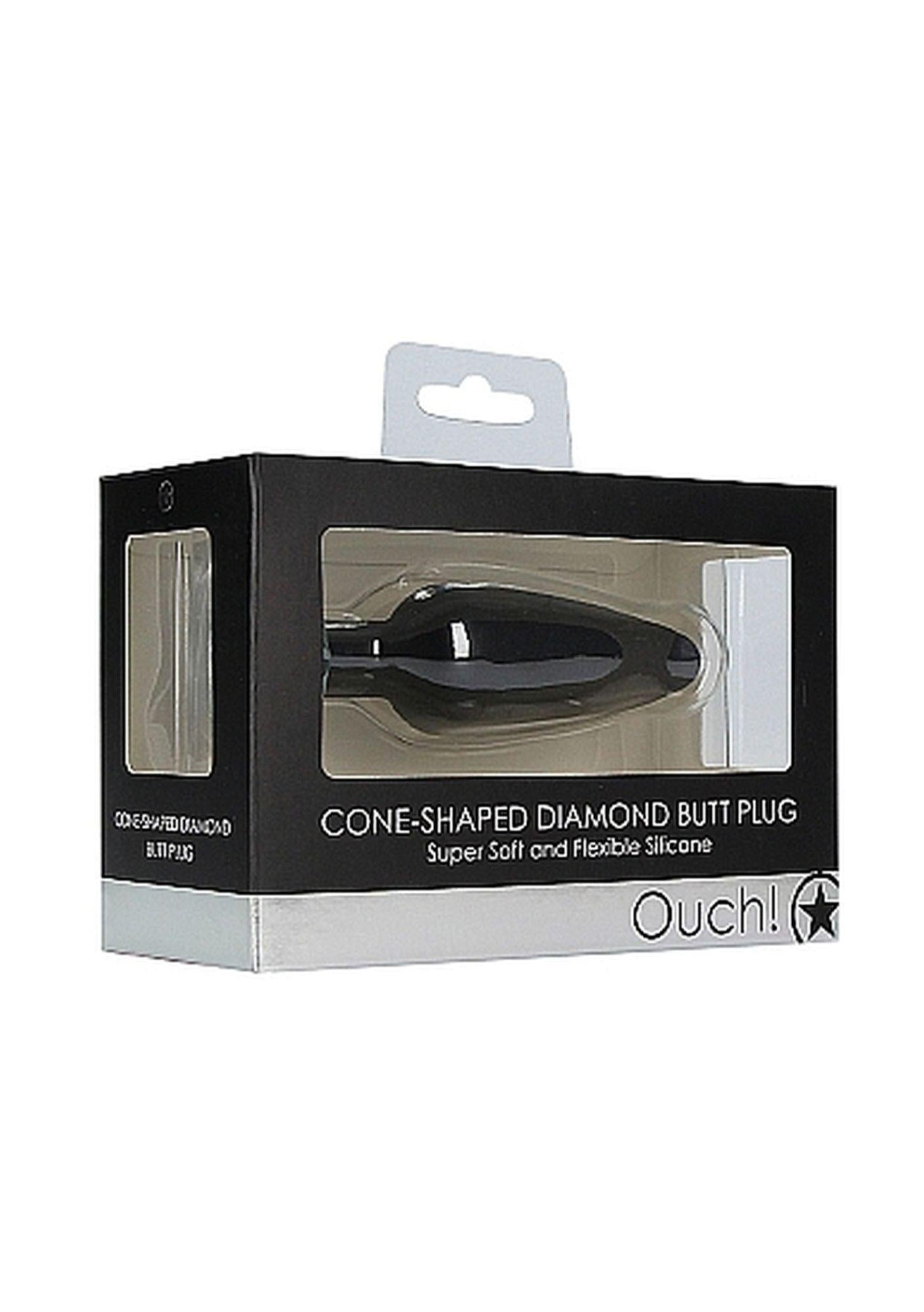 Dop anal conic din silicon cu diamant Ouch negru