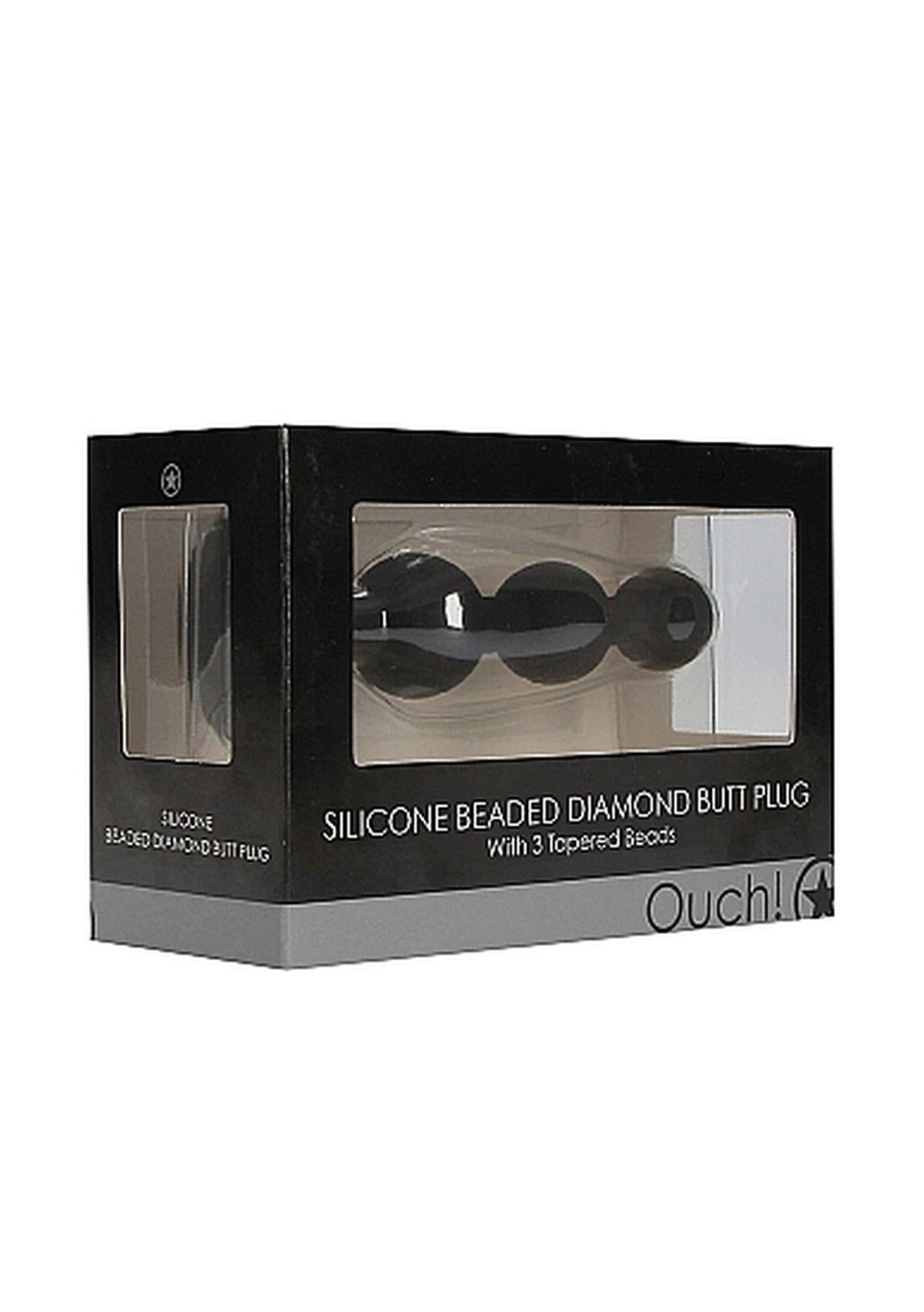 Dop anal cu bilă din silicon, negru, Ouch!