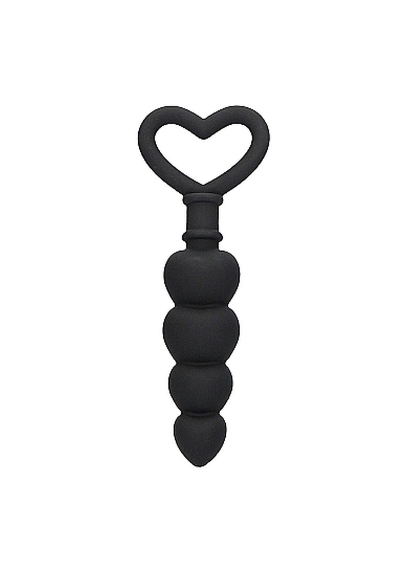 Lanț anal cu mărgele din silicon, negru, 9 cm