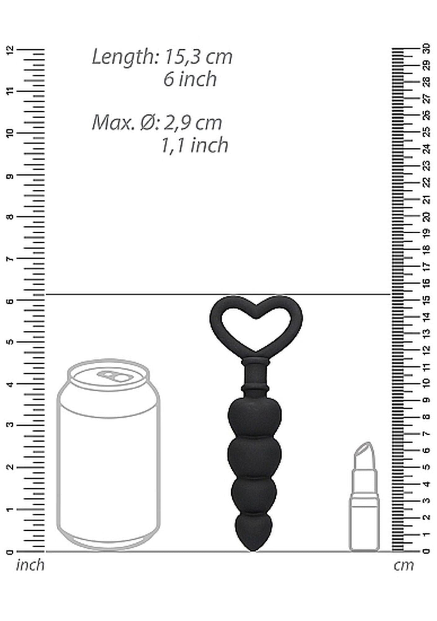 Lanț anal cu mărgele din silicon, negru, 9 cm
