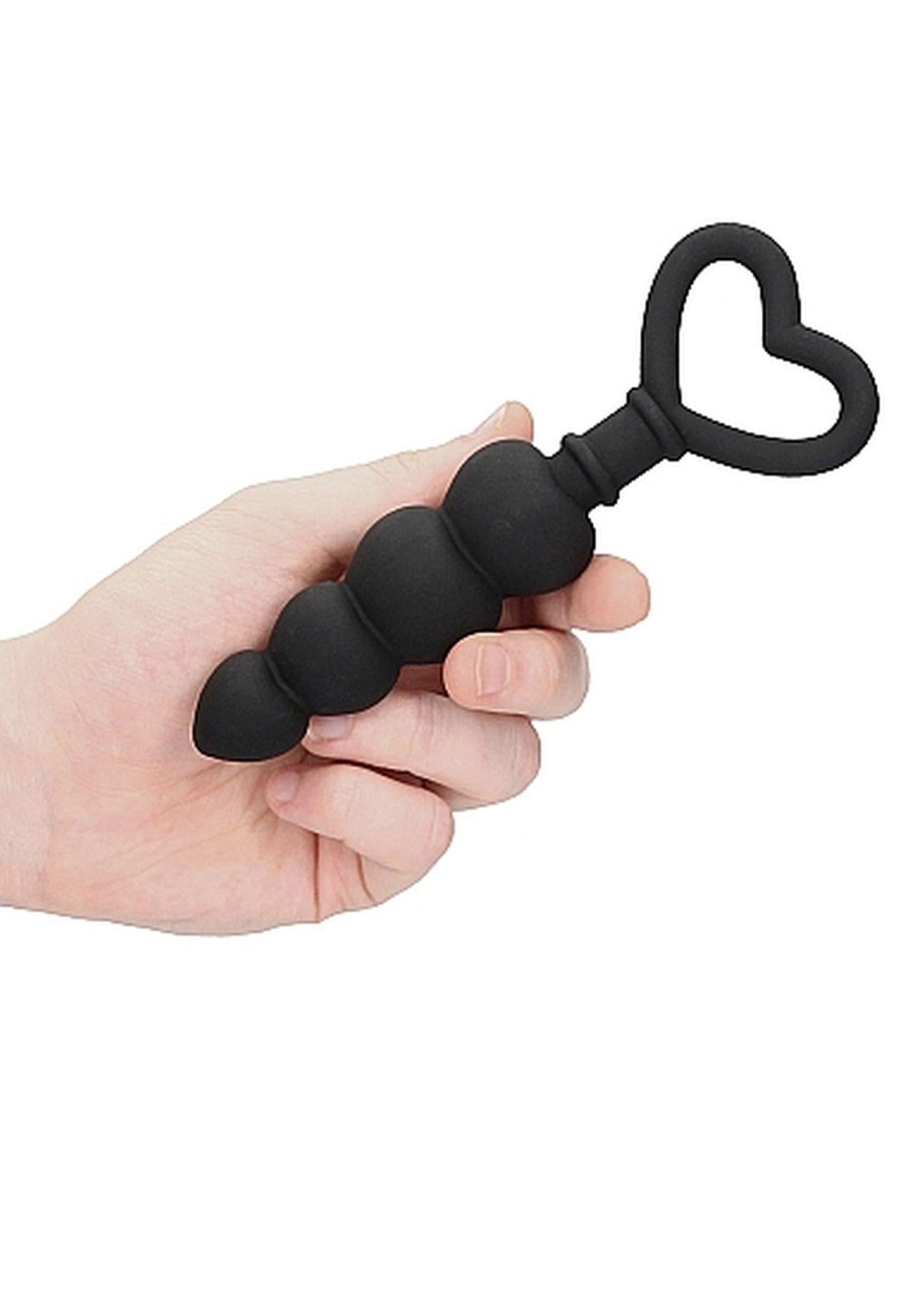 Lanț anal cu mărgele din silicon, negru, 9 cm