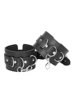 Tie de piele cu cătușe pentru mâini și glezne, Ouch, negru