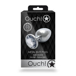 Dop anal mediu din aluminiu cu bijuterie Ouch! 7 cm