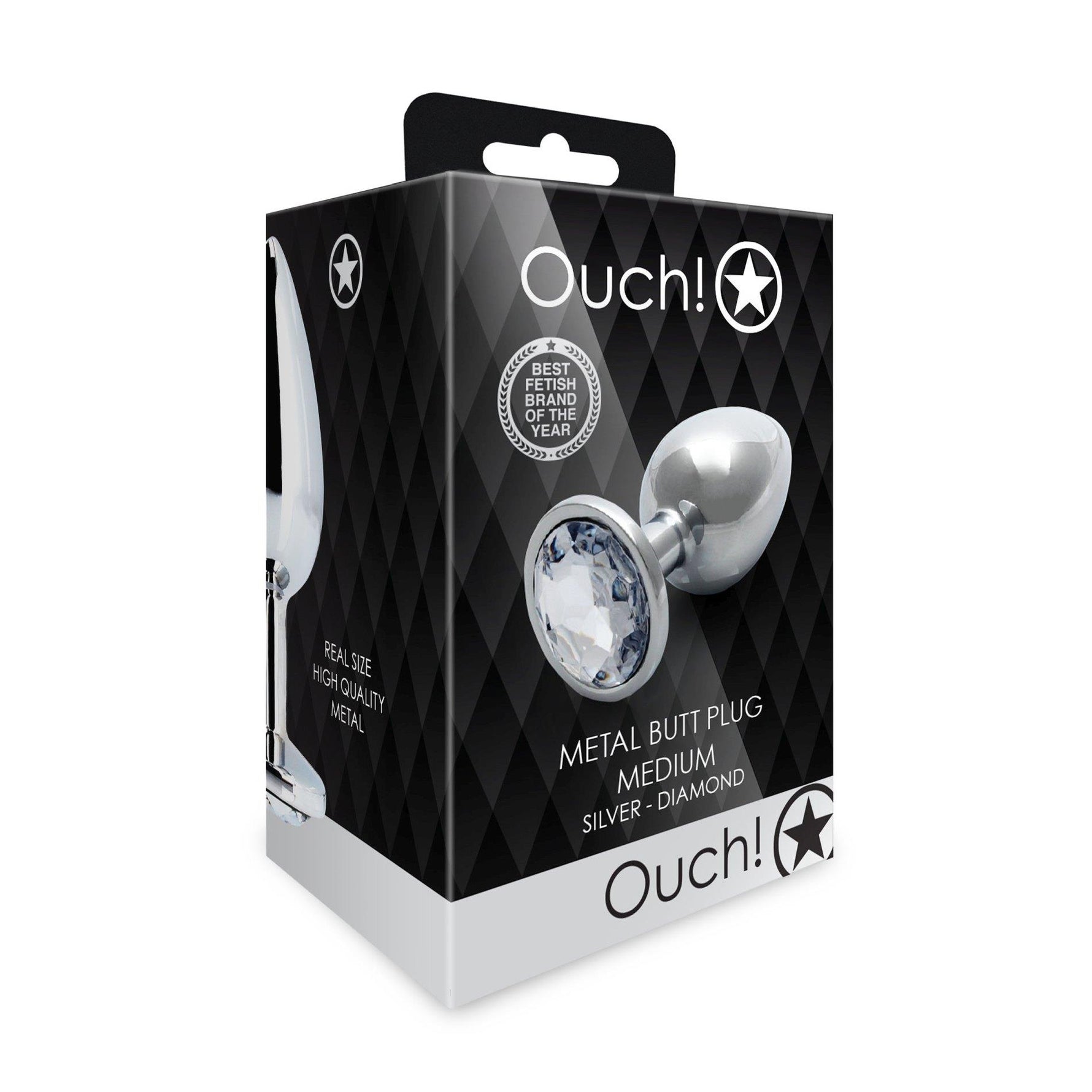 Dop anal mediu din aluminiu cu bijuterie Ouch! 7 cm
