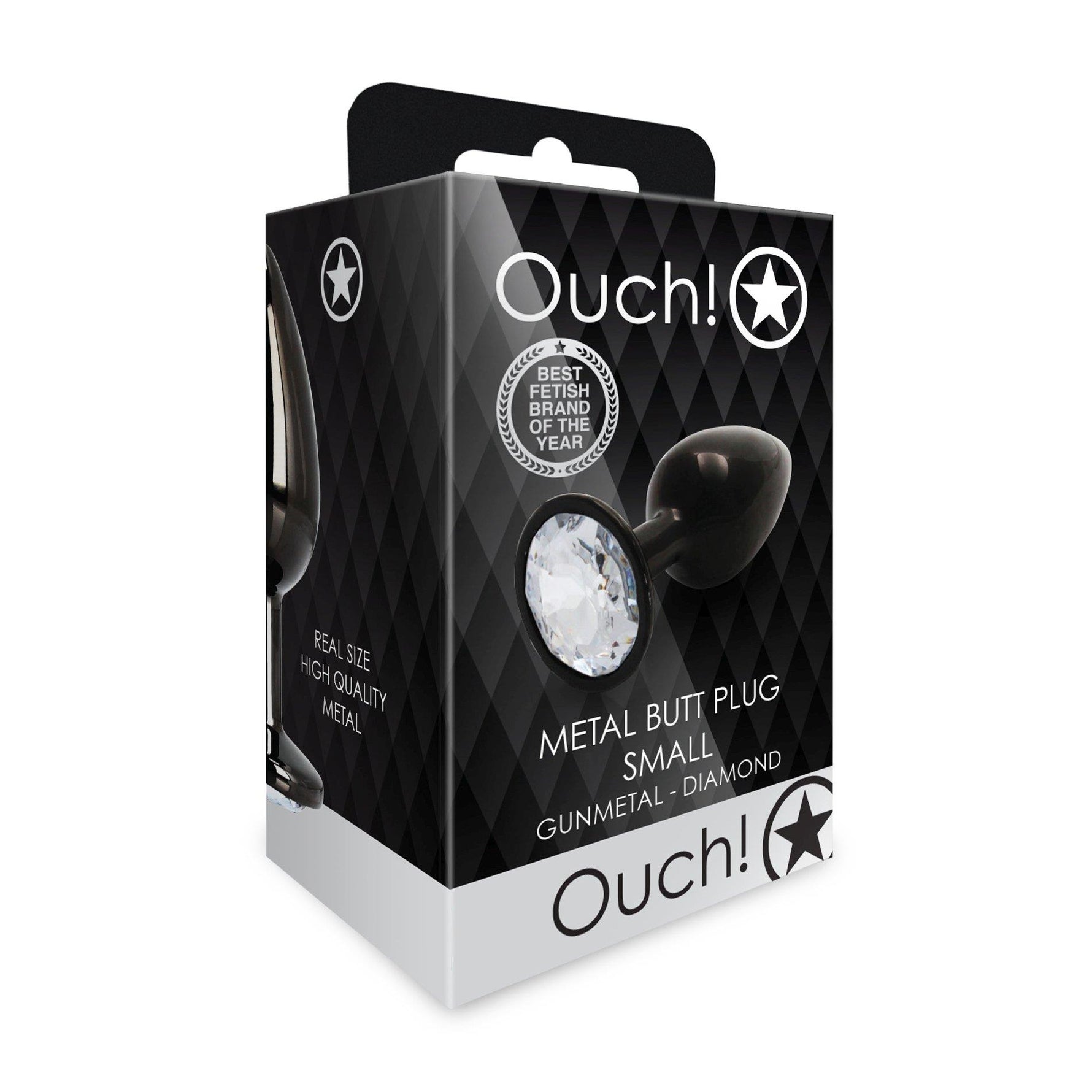 Dop anal cu bijuterie rotundă Ouch mic din aluminiu 6 cm