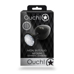 Plug anal rotund cu bijuterie, mediu, 7 cm