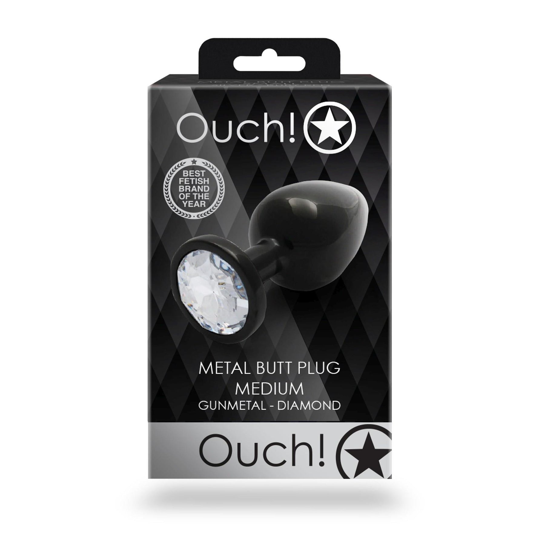 Plug anal rotund cu bijuterie, mediu, 7 cm