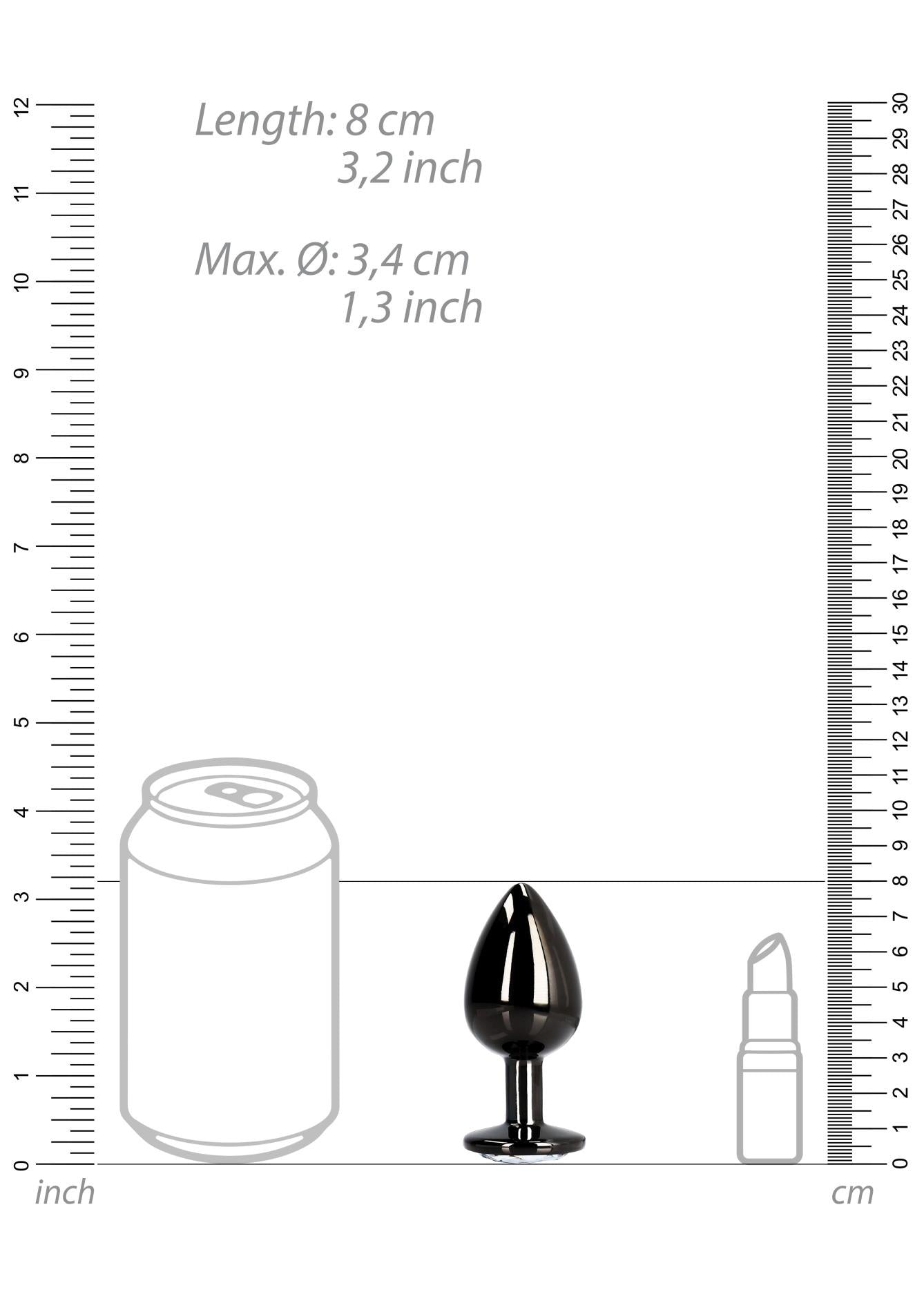 Plug anal rotund cu bijuterie, mediu, 7 cm