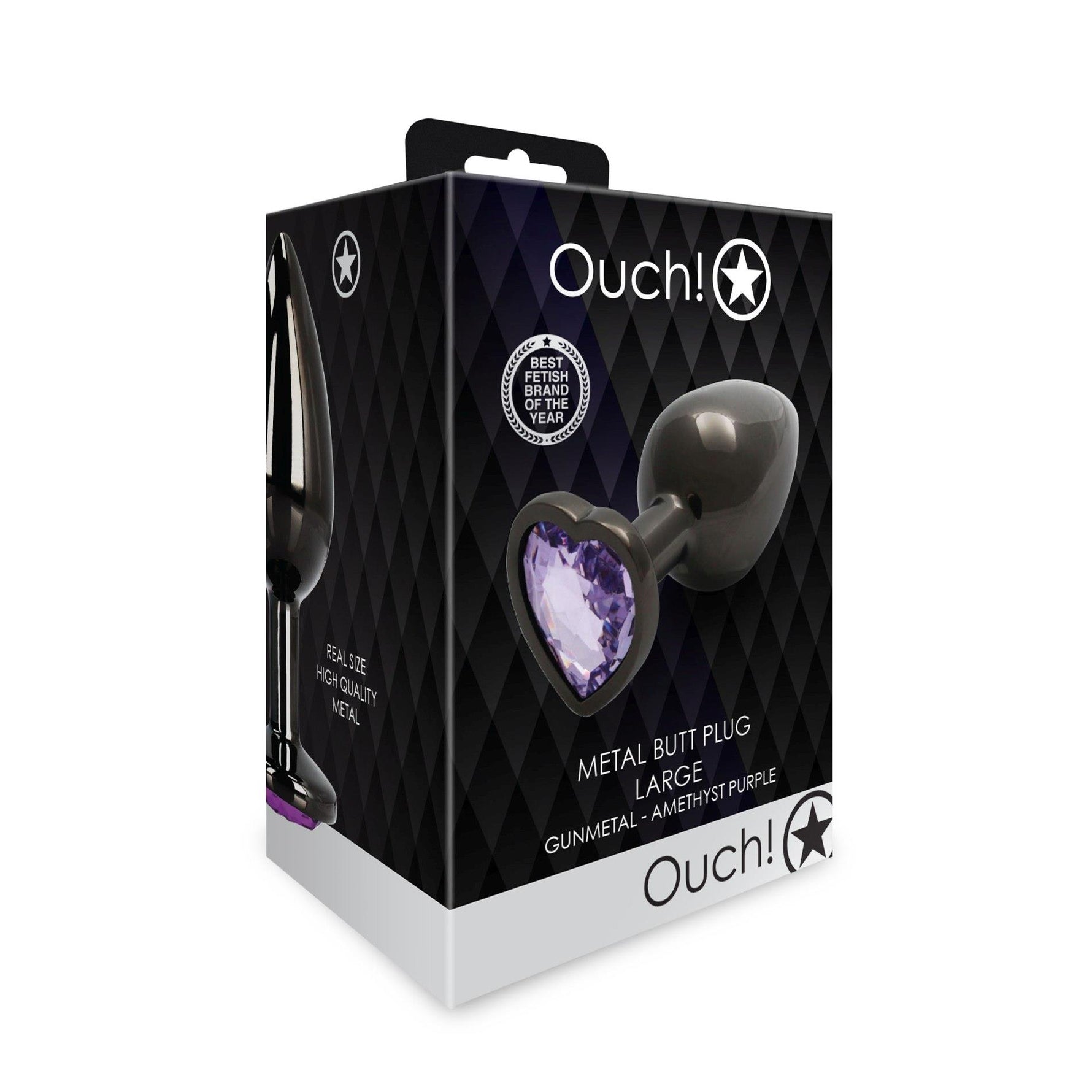 Dop anal mare din aluminiu, Heart Gem, Au!, 8 cm