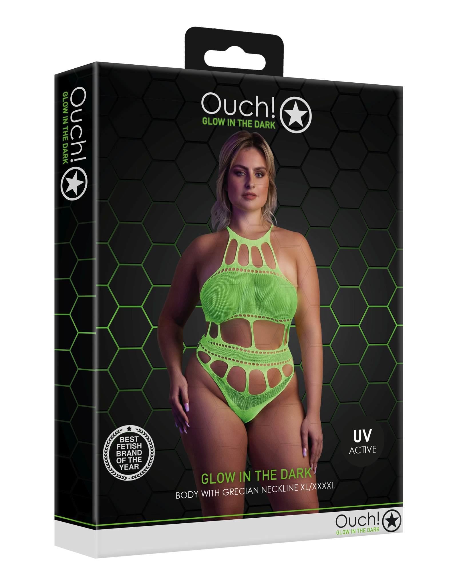 Body Ouch verde neon cu decolteu grecesc XL XXXXL