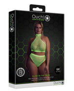 Set lenjerie intimă cu guler înalt neon XL/XXXXL