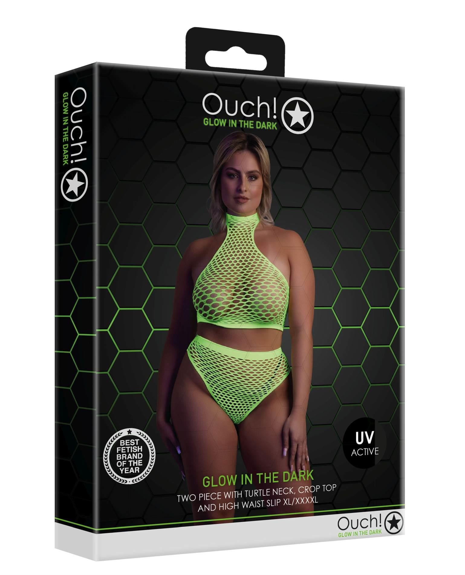 Set lenjerie intimă cu guler înalt neon XL/XXXXL