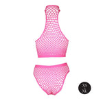 Set lenjerie intimă cu guler înalt și UV neon, XS XL