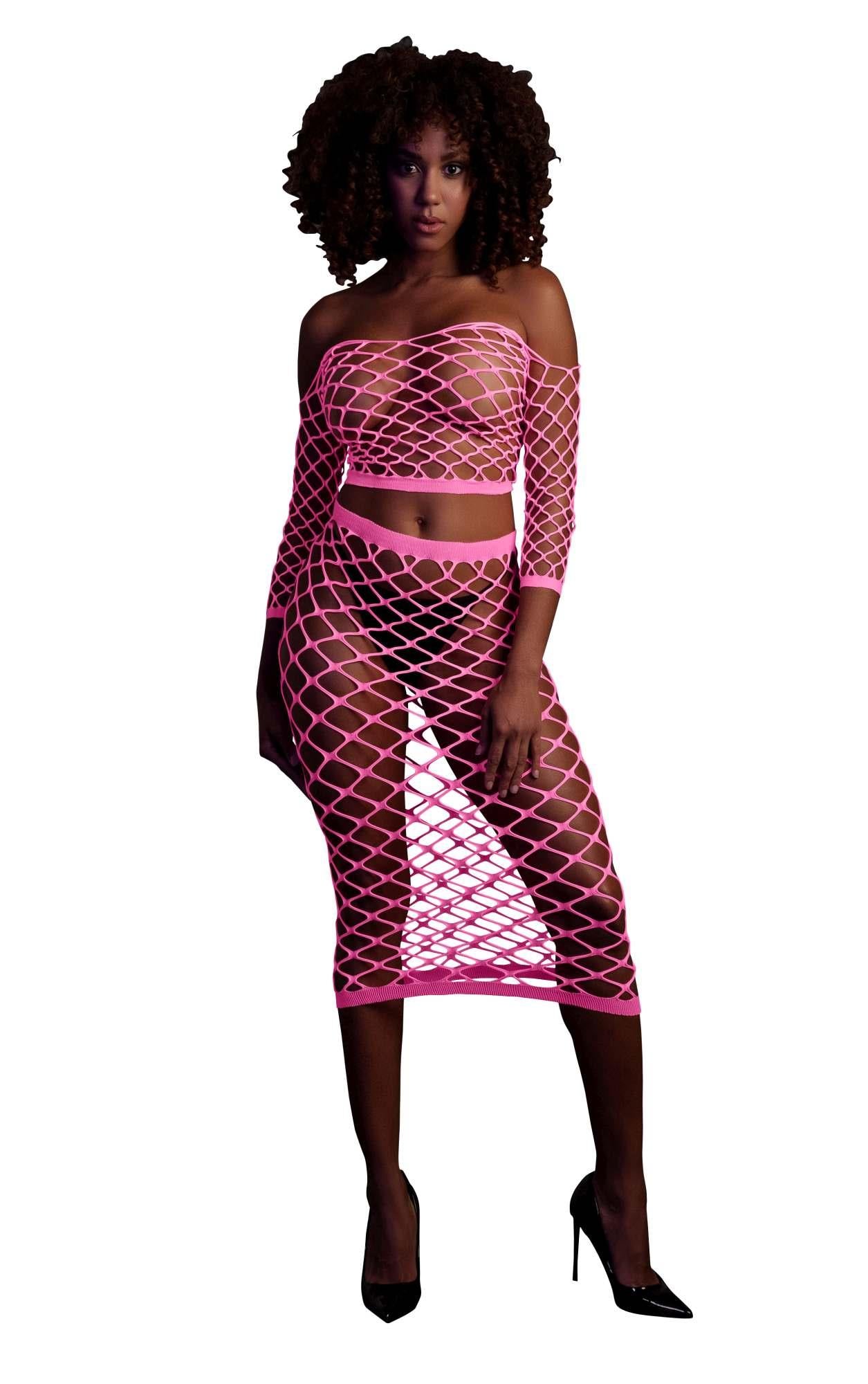 Set lenjerie intimă neon roz UV XS/XL