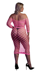 Au! Set lenjerie intimă cu fustă și top lung UV neon XL XXXXL