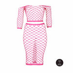 Au! Set lenjerie intimă cu fustă și top lung UV neon XL XXXXL